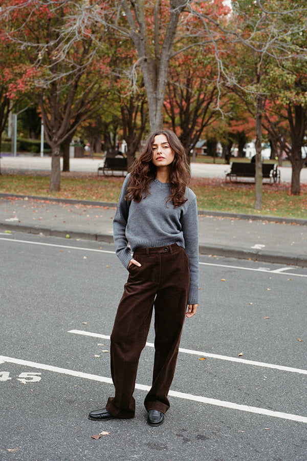 Pre-Order Jonny Grey Heavyweight Italian Wool V Knit