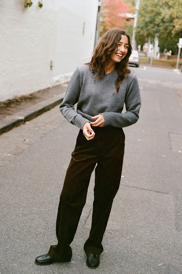 Pre-Order Jonny Grey Heavyweight Italian Wool V Knit