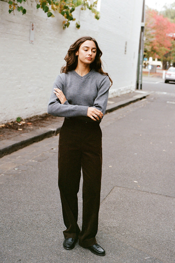 Pre-Order Jonny Grey Heavyweight Italian Wool V Knit