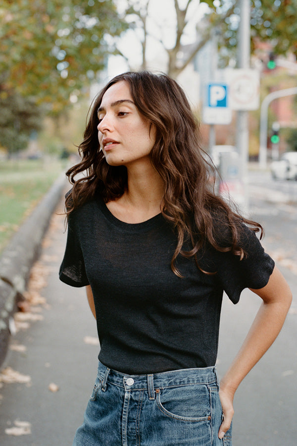 Jim Fine Charcoal Australian Merino Rib T