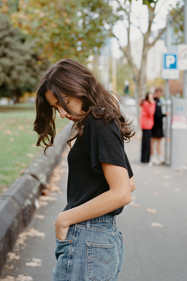 Pre-Order Jim Fine Charcoal Australian Merino Rib T