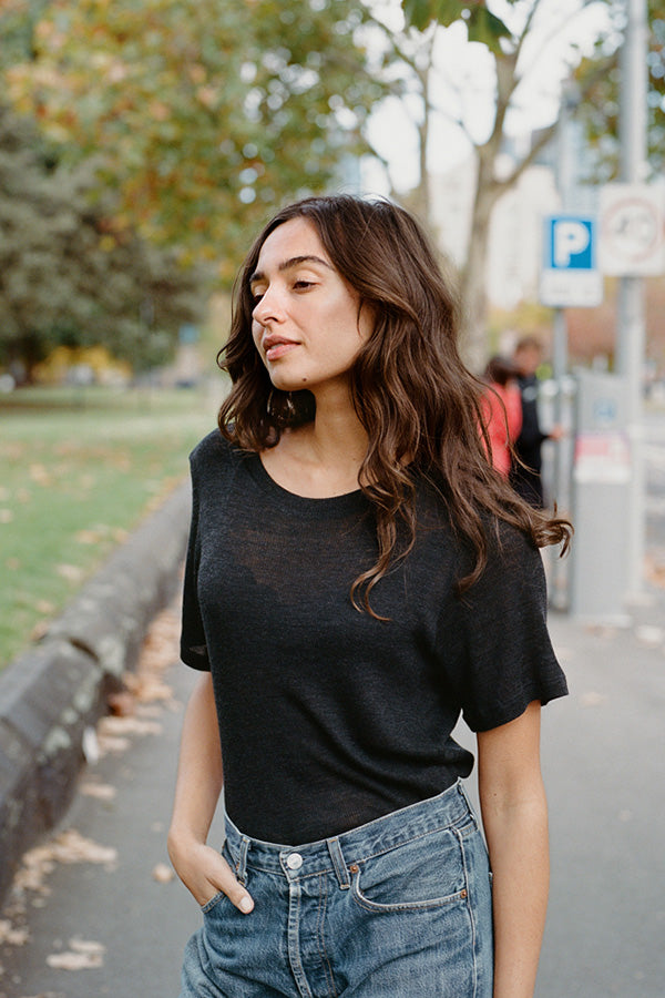 Jim Fine Charcoal Australian Merino Rib T