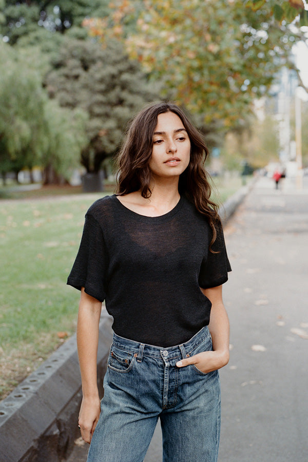 Jim Fine Charcoal Australian Merino Rib T