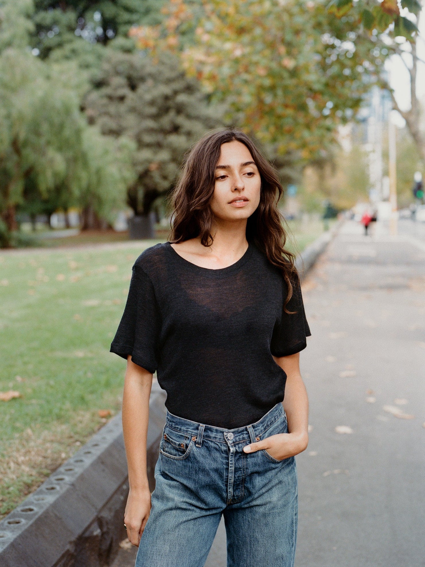Recently Back in Stock - Jim Fine Charcoal Australian Merino Rib T