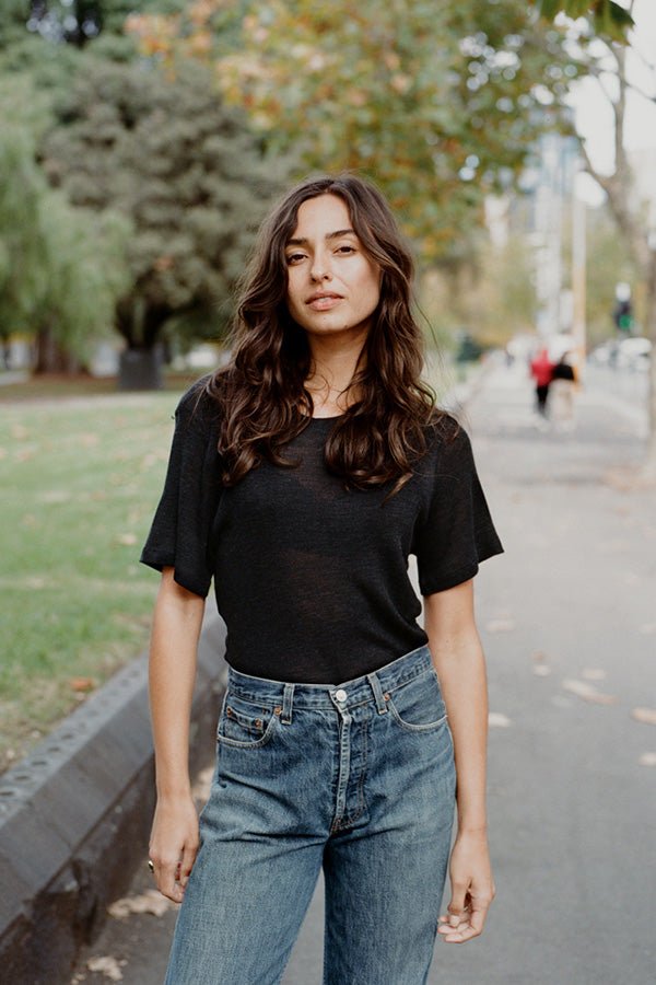 Pre-Order Jim Fine Charcoal Australian Merino Rib T