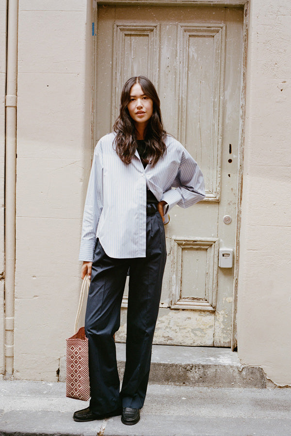 Yu Navy Organic Cotton Poplin Pants