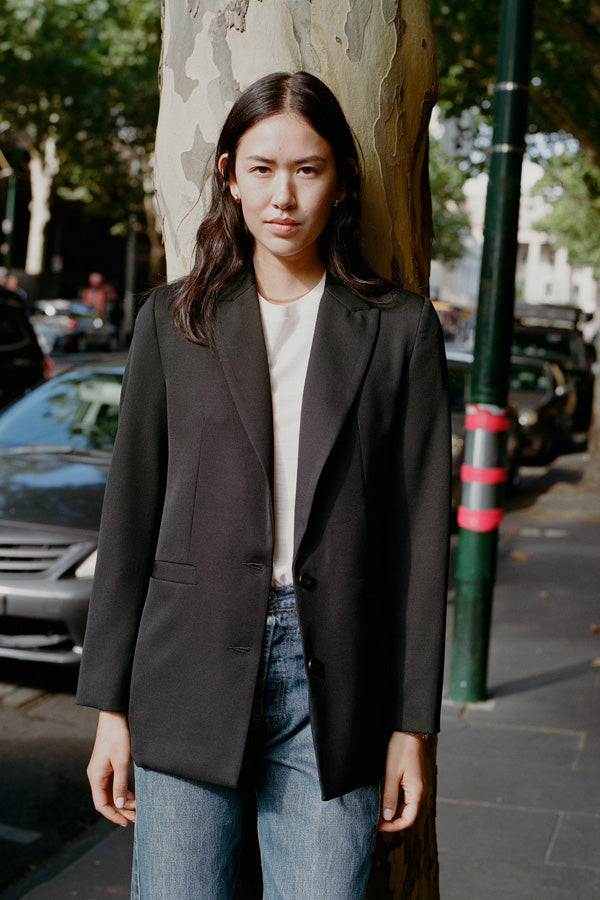 Recently Back In Stock - Fred Black Japanese Twill Wool Blazer