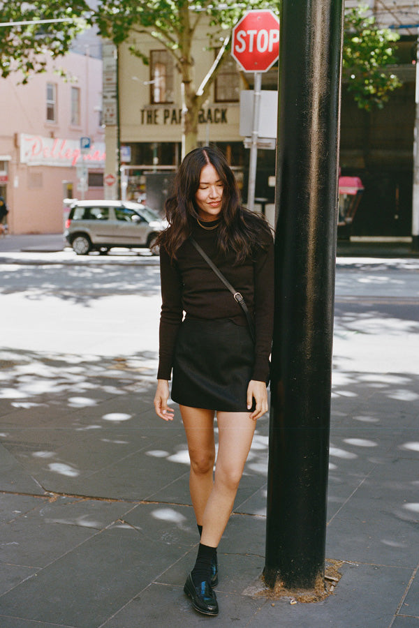 Recently Back In Stock - Kit Black Linen Mini Skirt