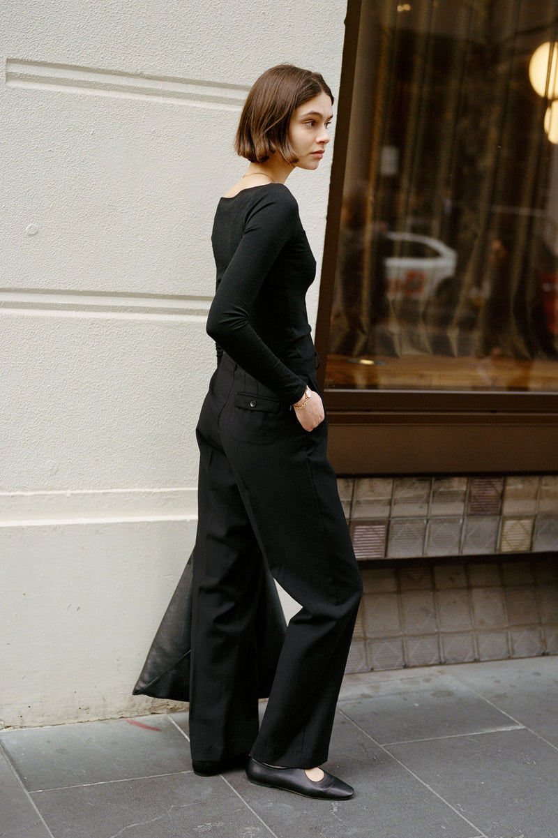 Laina Australian Black Merino Wool Top