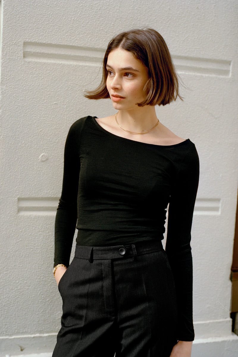 Laina Australian Black Merino Wool Top