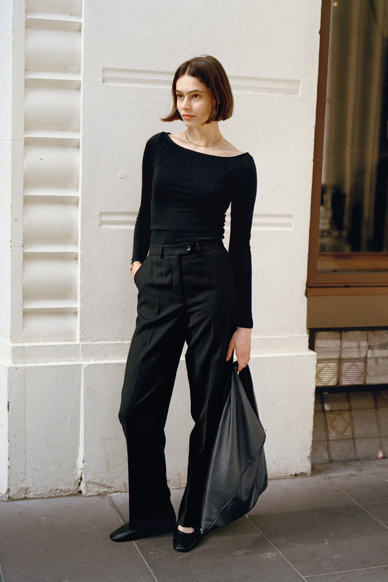 Laina Australian Black Merino Wool Top