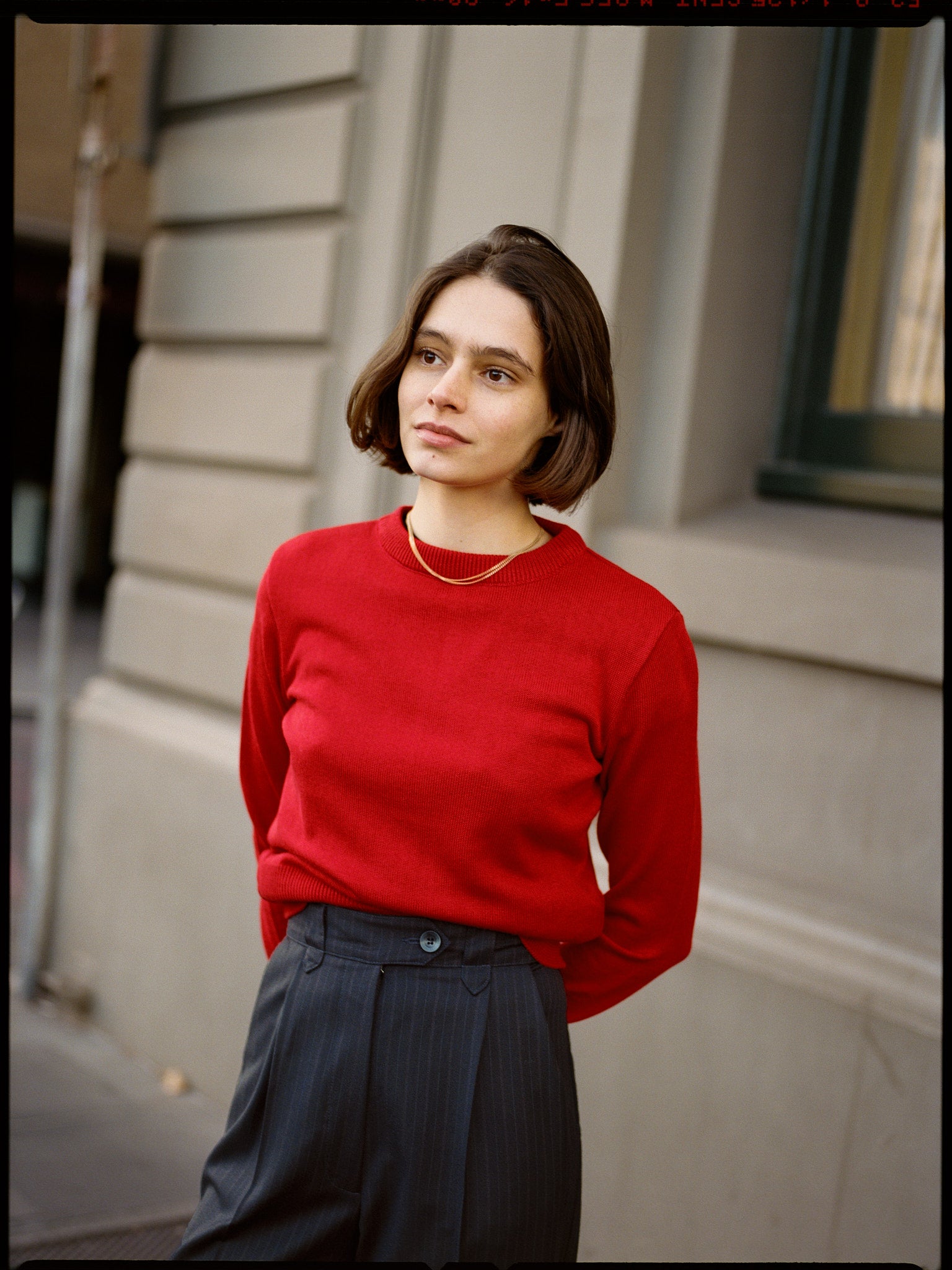 Ines Italian Navy Pinstripe Wool Pants