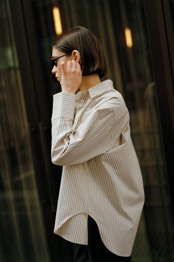 Artist Japanese Latte Stripe Cotton Shirt
