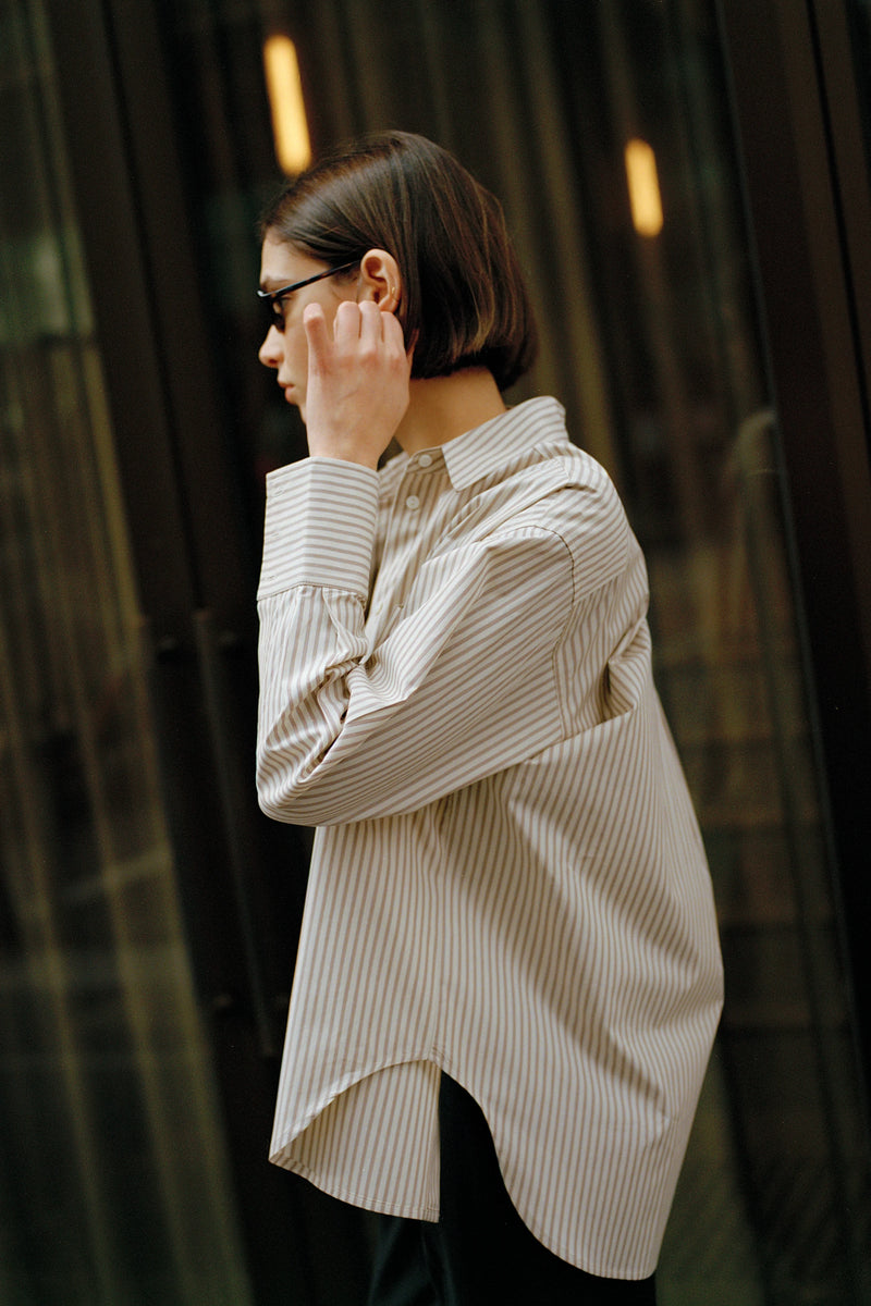 Artist Japanese Latte Stripe Cotton Shirt
