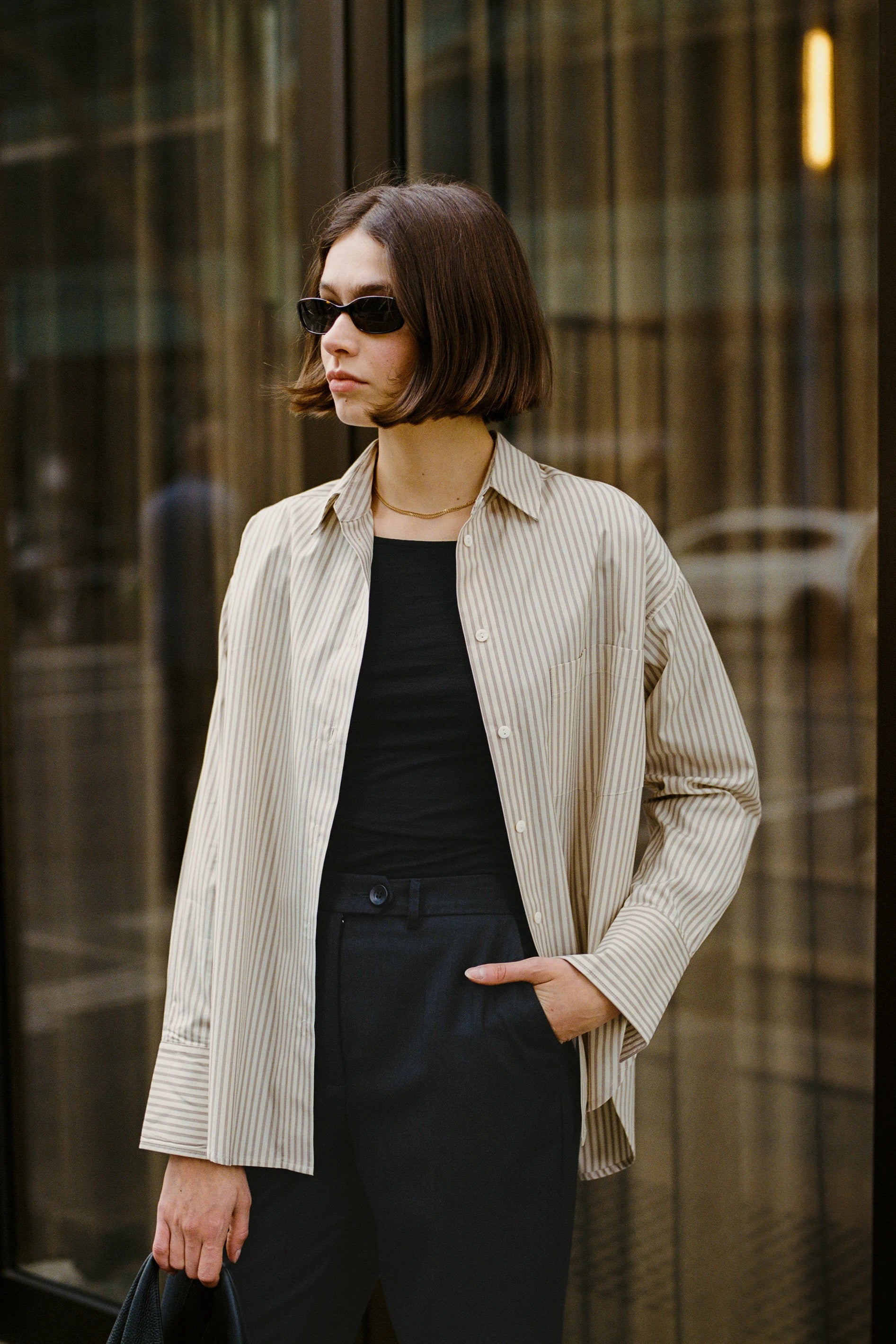 Artist Japanese Latte Stripe Cotton Shirt