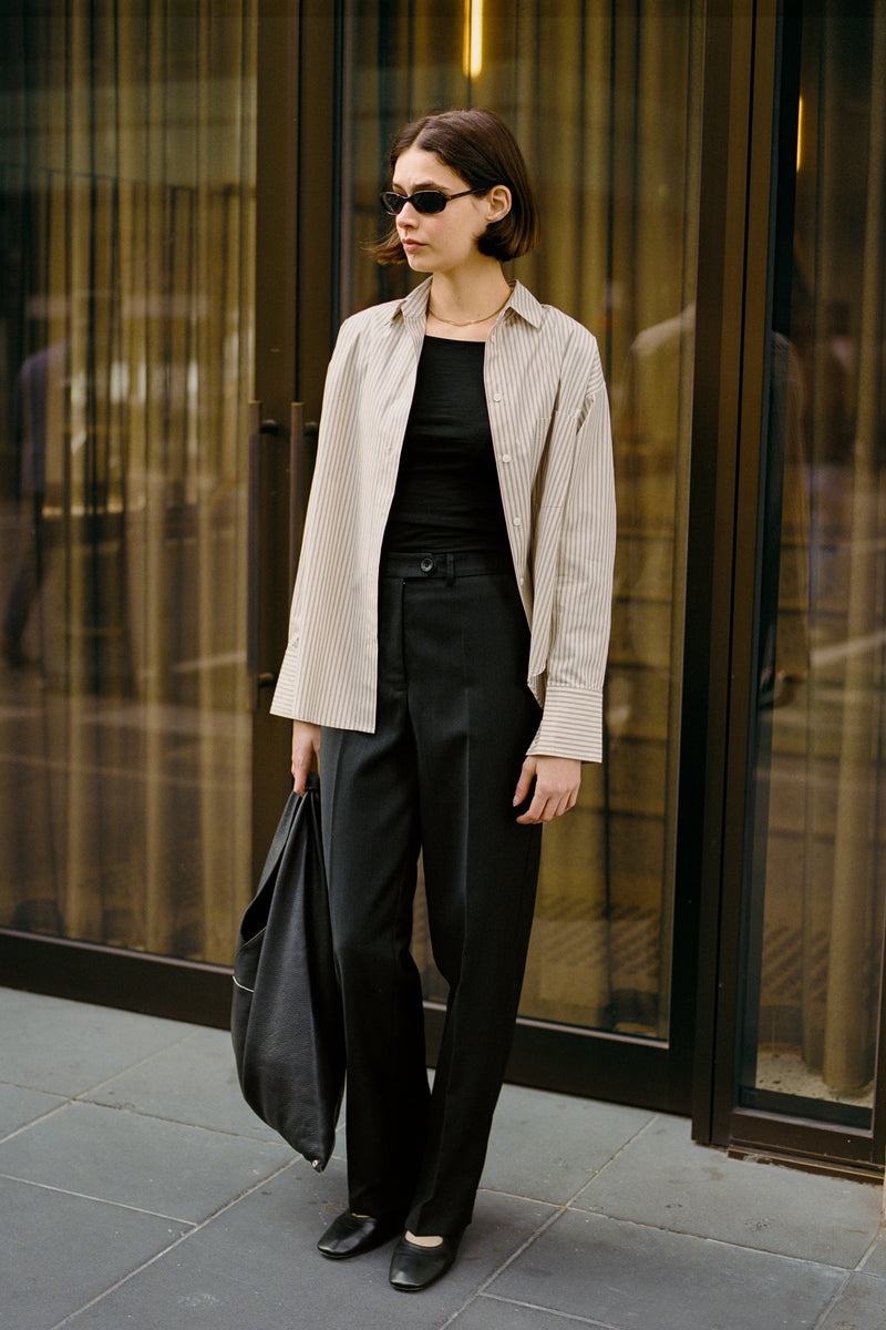 Recently in stock - Agnes Japanese Black Wool Twill Pants