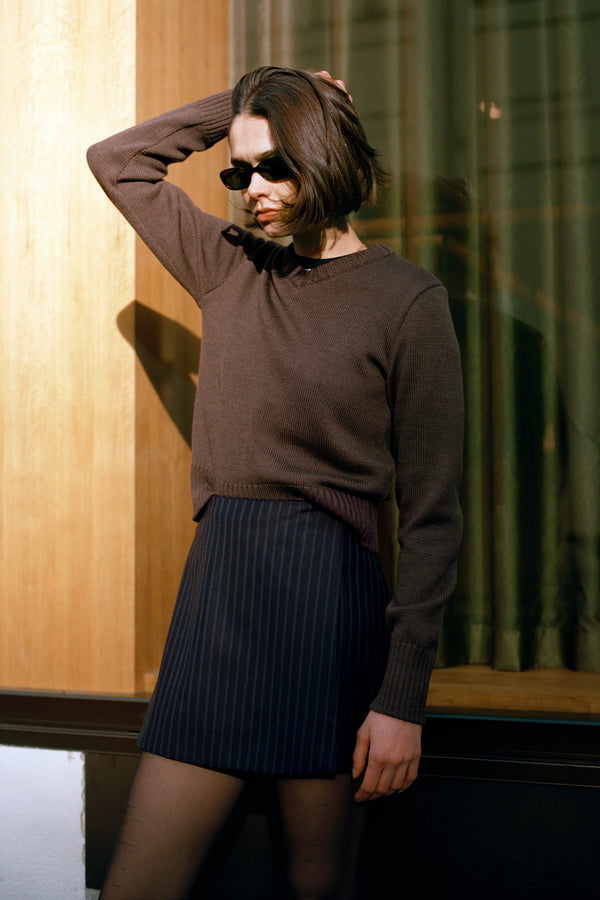 Recently in stock - Bella Italian Black Pinstripe Wool Wrap Skirt