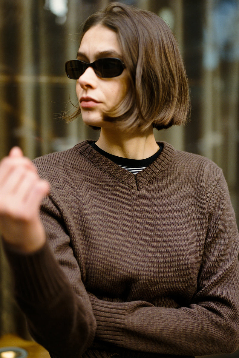 Recently in stock - Jonny Walnut Italian Wool V Knit