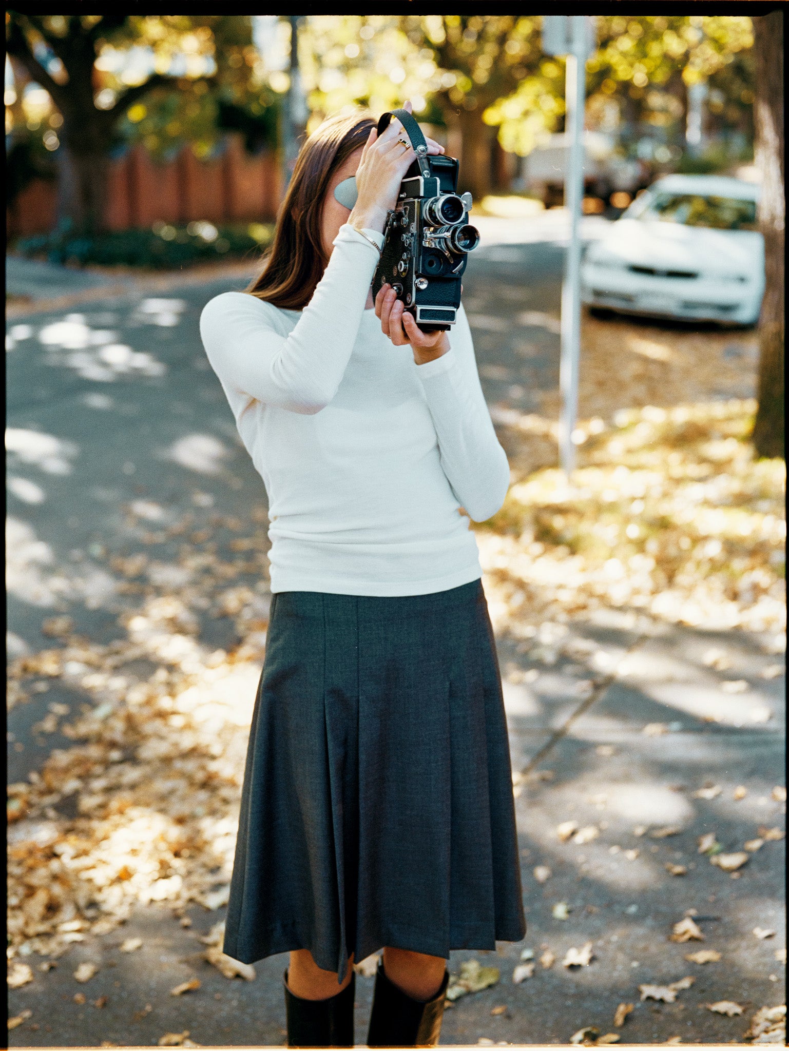 Pre-Order Marlee Fine Wool Charcoal Pleat Skirt