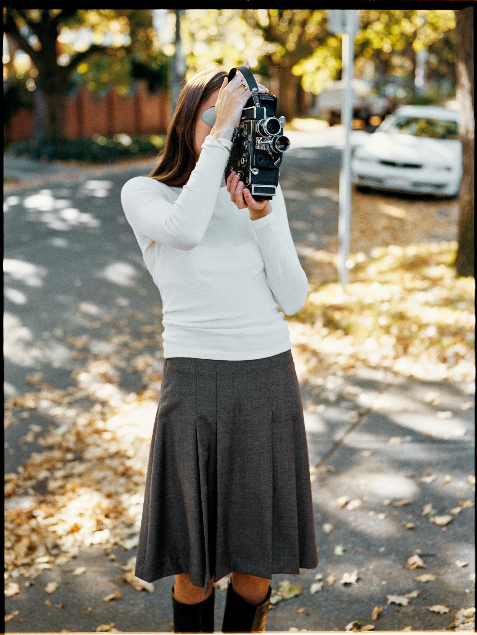 Pre-Order Marlee Fine Wool Charcoal Pleat Skirt