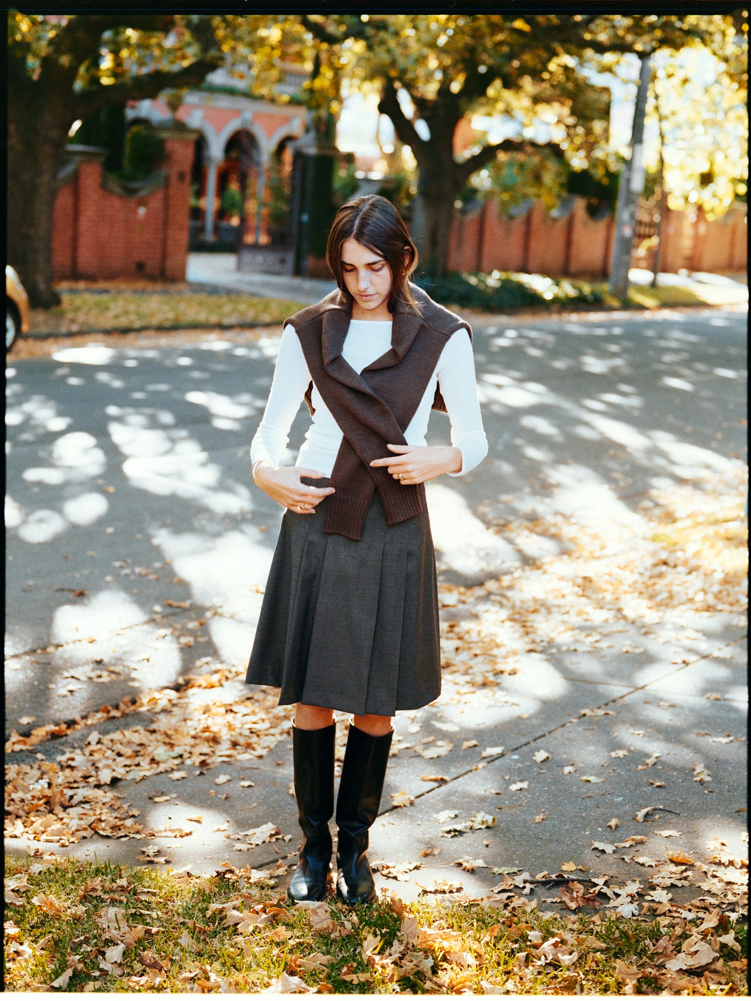 Pre-Order Marlee Fine Wool Charcoal Pleat Skirt