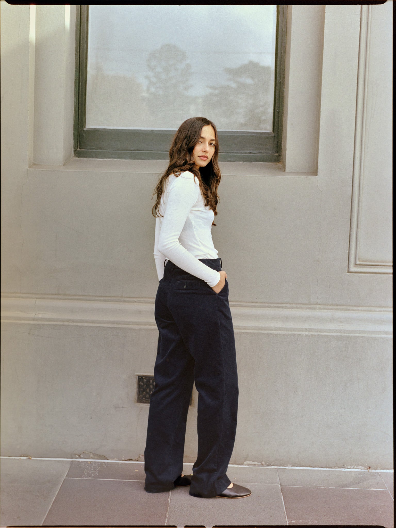 Pre-Order Agnes Japanese Navy Cotton Corduroy Pants