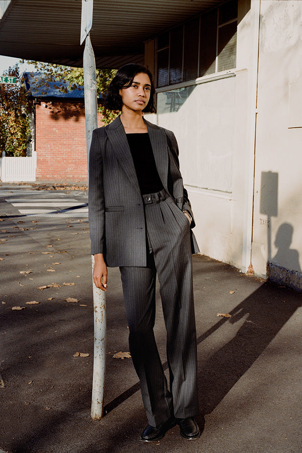 Limited Edition - Fred Italian Charcoal Pinstripe Wool Blazer