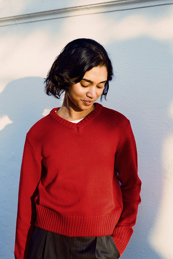 Pre-Order Jonny Tomato Italian Wool V Knit