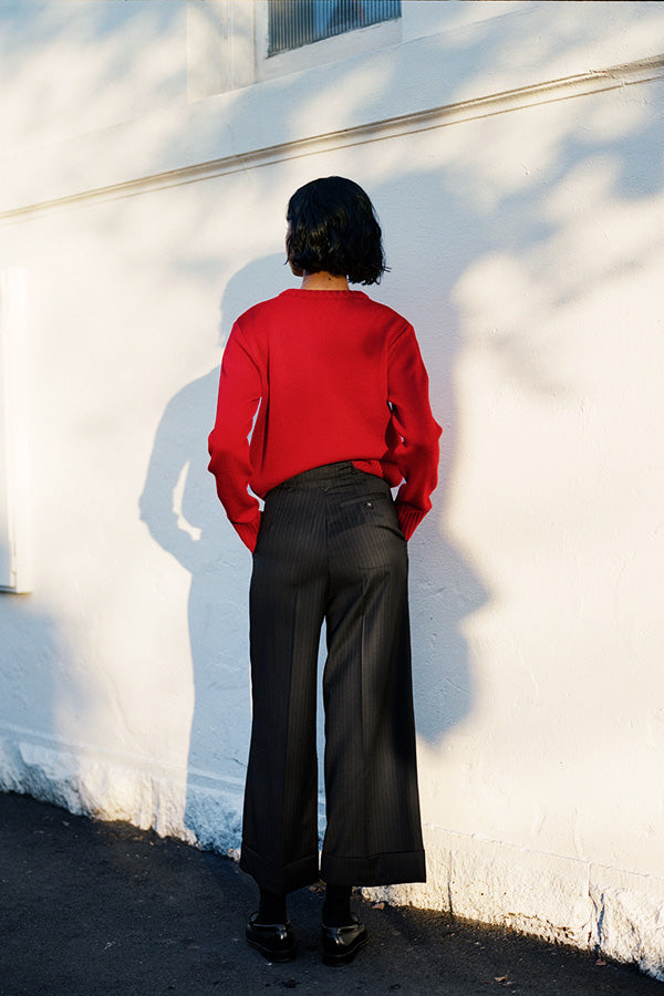 Ines Italian Navy Pinstripe Wool Pants
