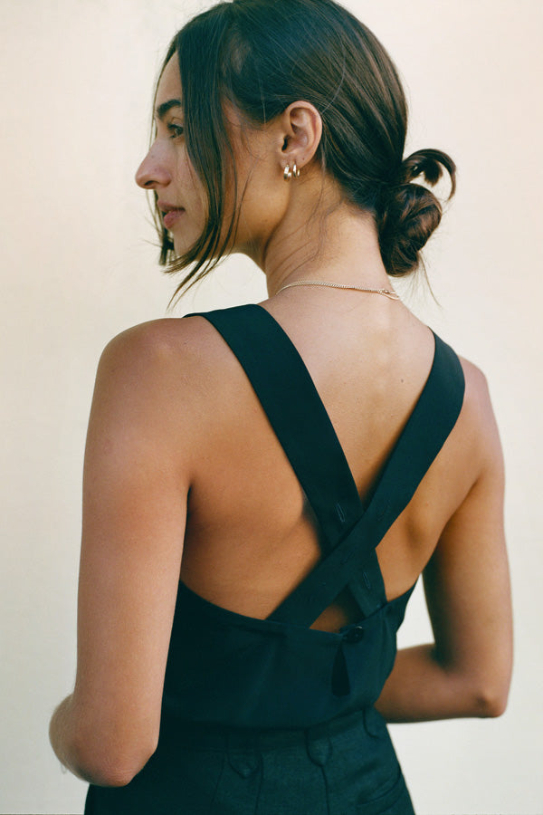Clara Black Italian Silk Top