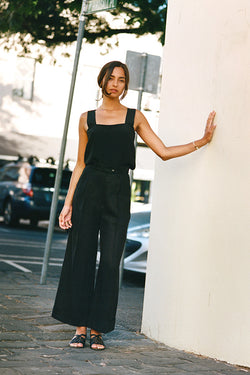 Ines Black Japanese Linen Pants