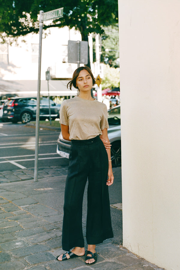 Pre-Order Ines Black Japanese Linen Pants