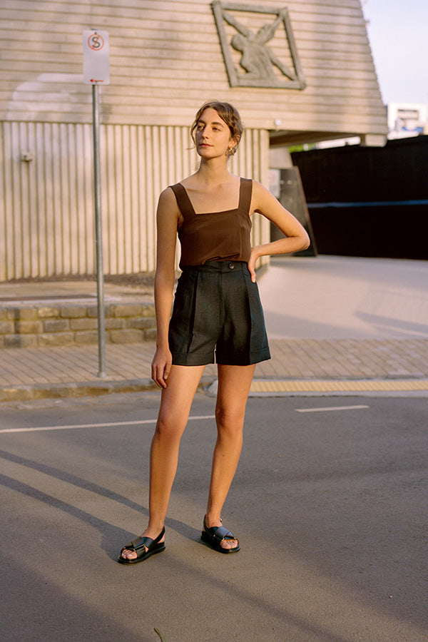 Ada Black Japanese Cotton Shorts