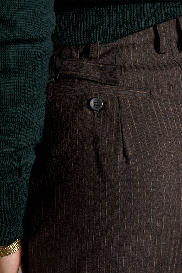 Luc Chocolate Italian Stripe Chocolate Wool Ciggie Pants - LIMITED EDITION