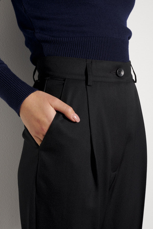 Recently Back in Stock - Luc Black Japanese Wool Twill Ciggie Pants