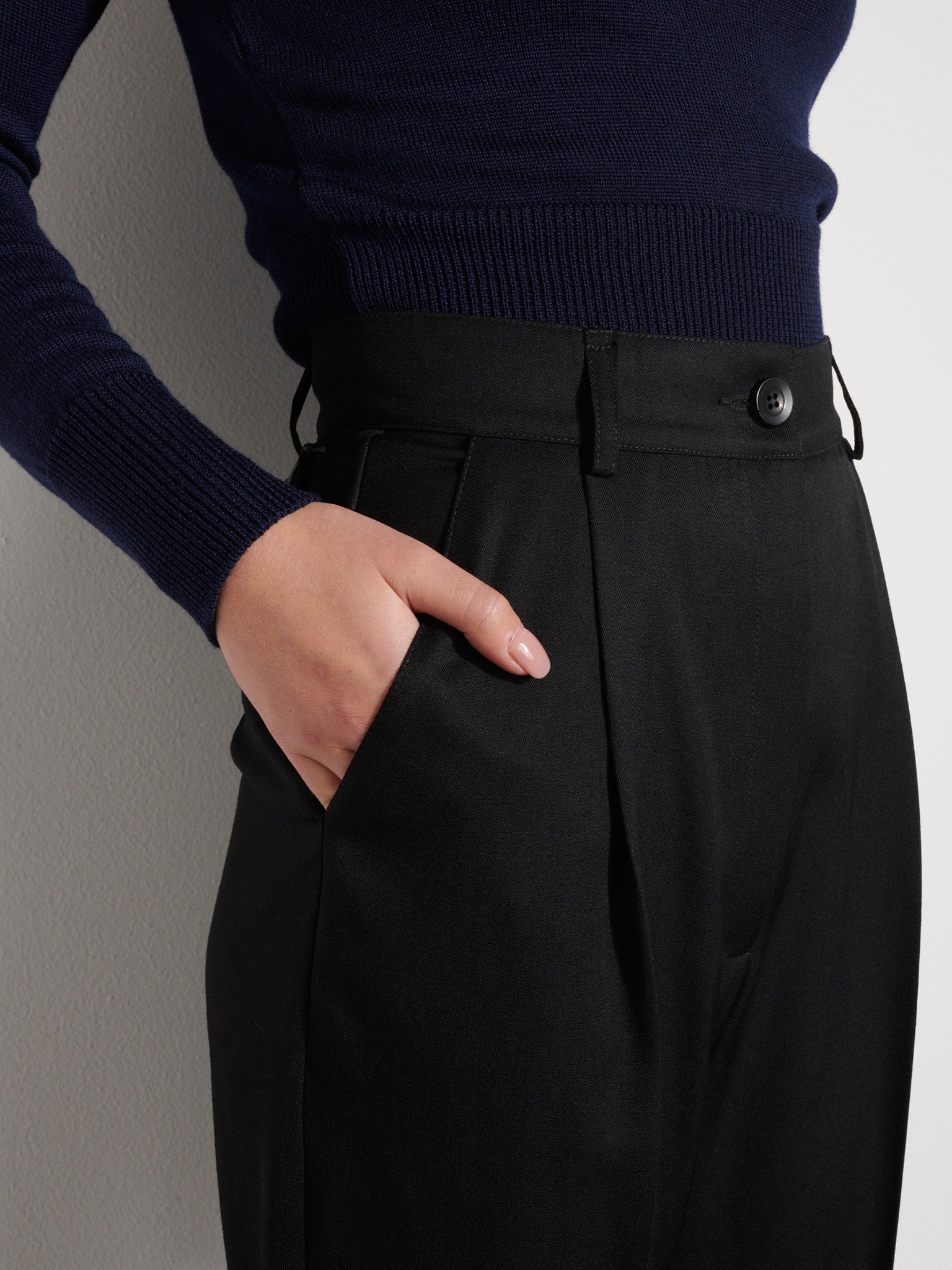 Recently Back in Stock - Luc Black Japanese Wool Twill Ciggie Pants
