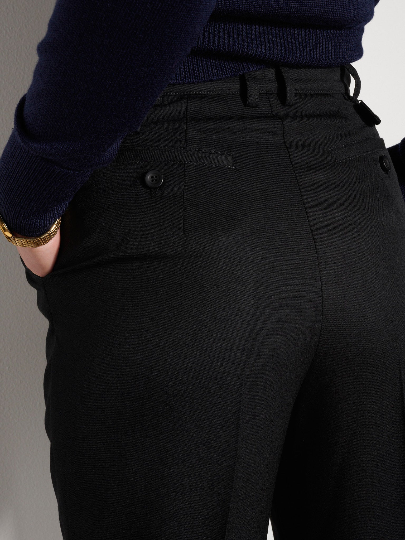 Recently Back in Stock - Luc Black Japanese Wool Twill Ciggie Pants
