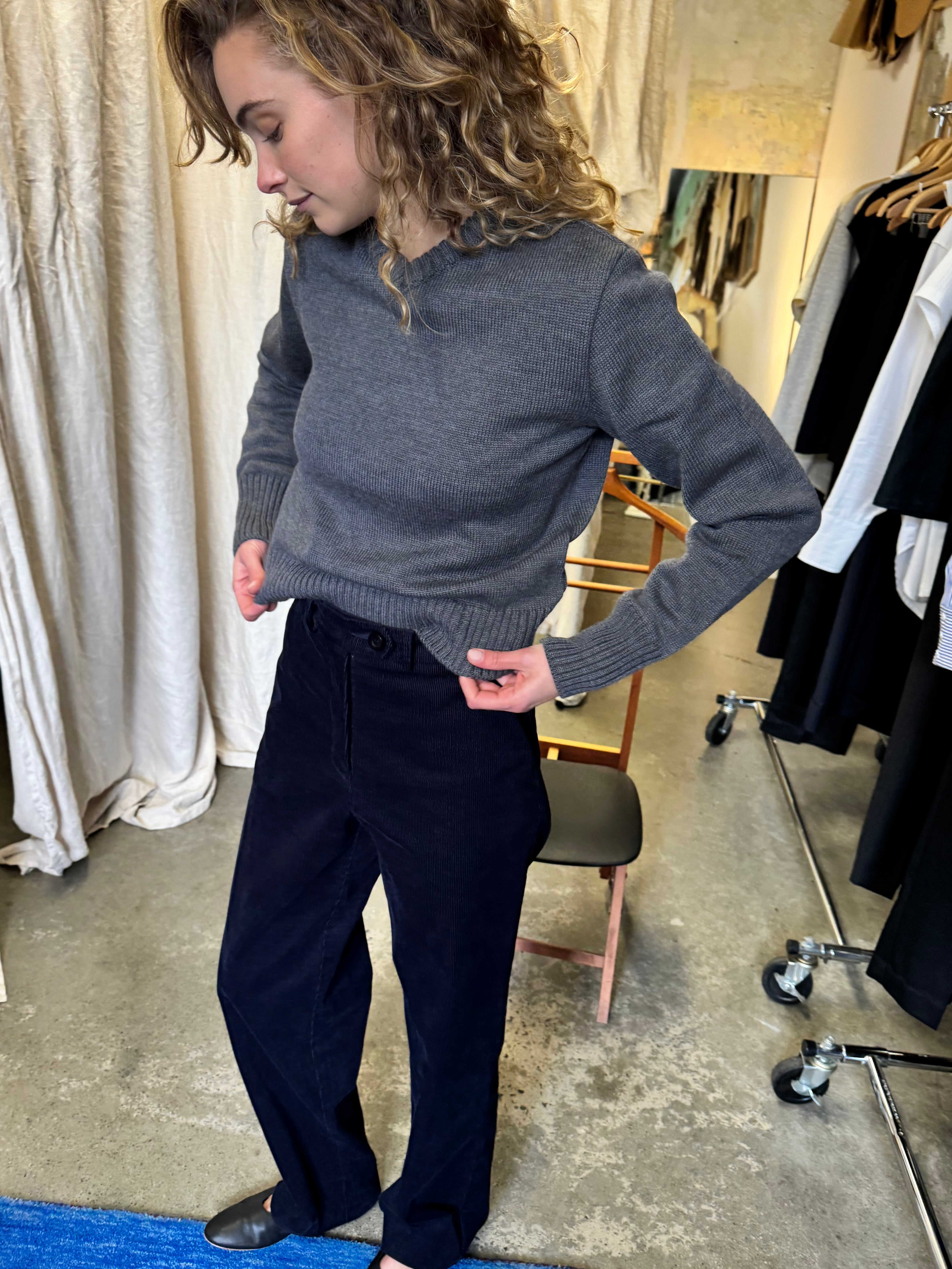 Pre-Order Agnes Japanese Navy Cotton Corduroy Pants