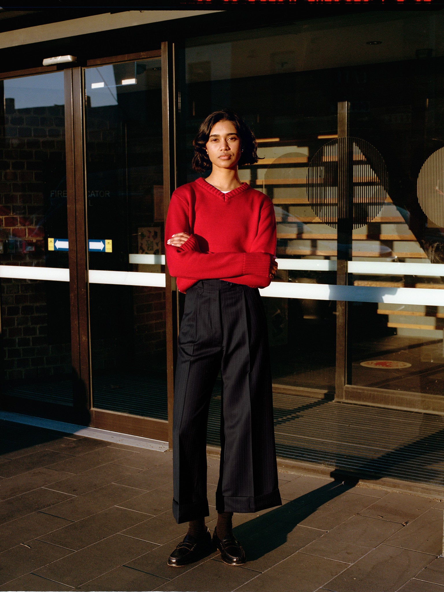 Ines Italian Navy Pinstripe Wool Pants