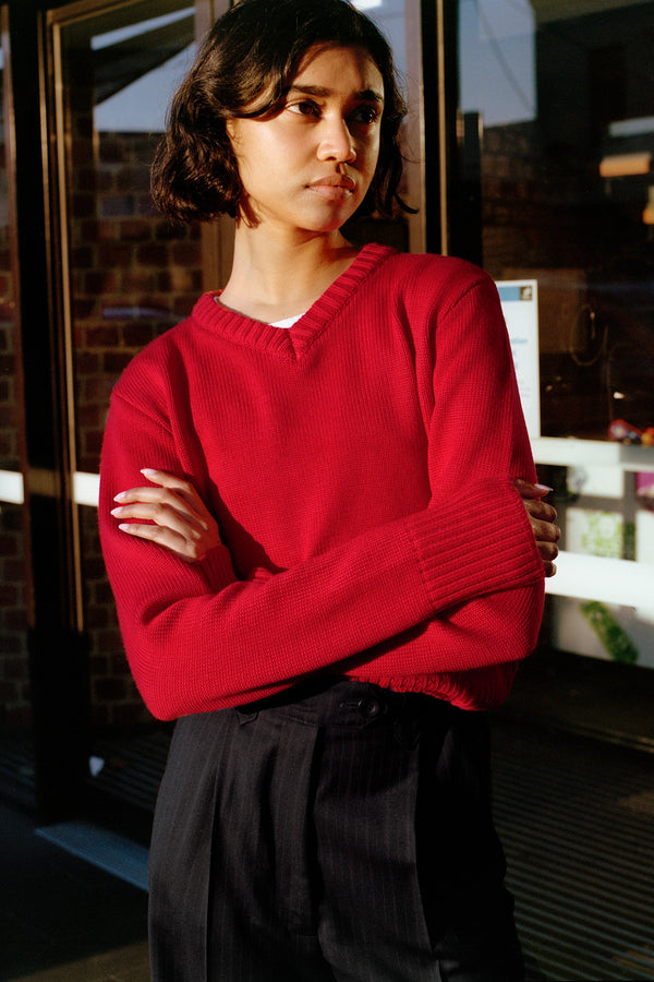 Pre-Order Jonny Tomato Italian Wool V Knit