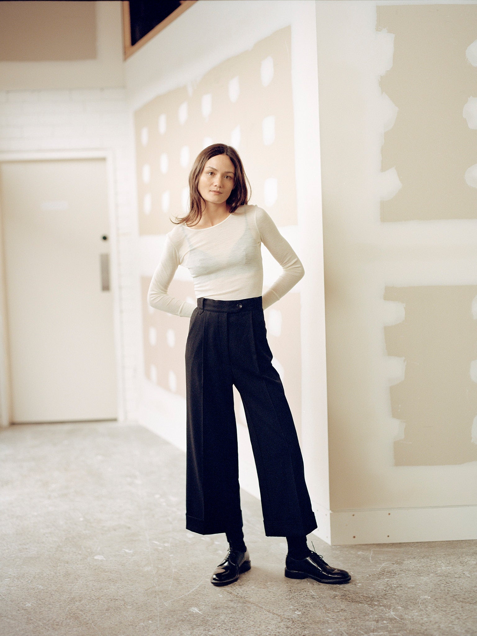 Ines Black Japanese Wool Pants