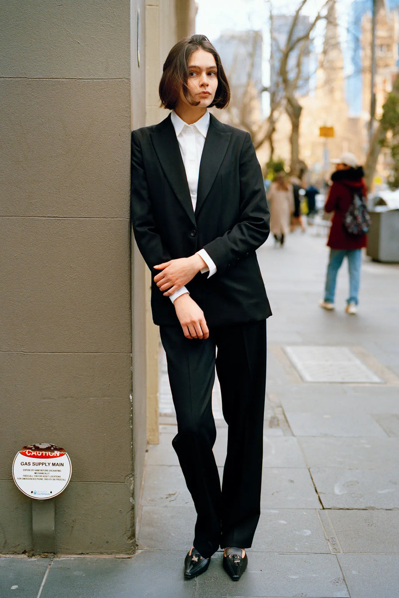 Recently Back In Stock - Fred Black Japanese Twill Wool Blazer