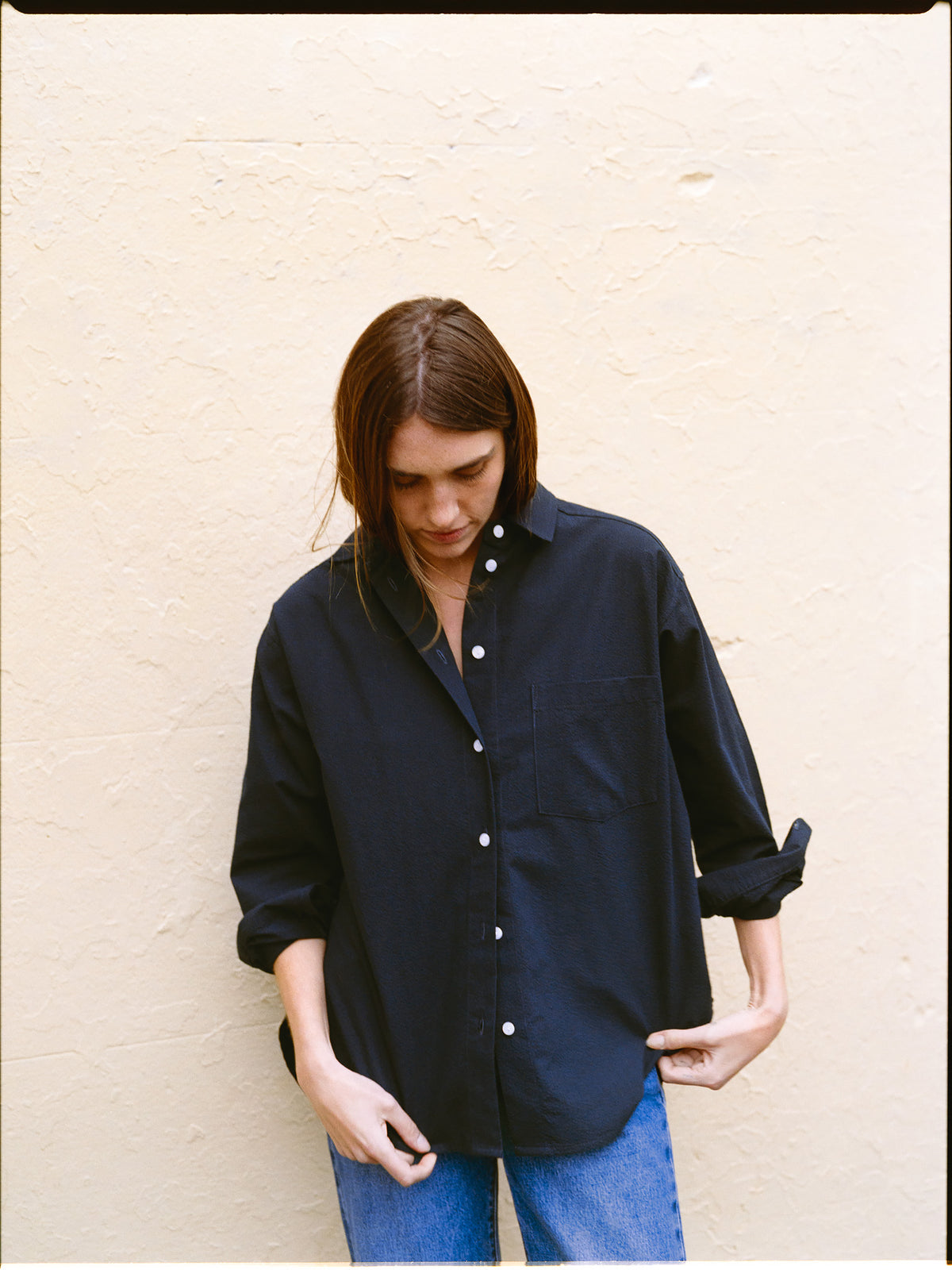 Artist Navy Seersucker Japanese Cotton Shirt