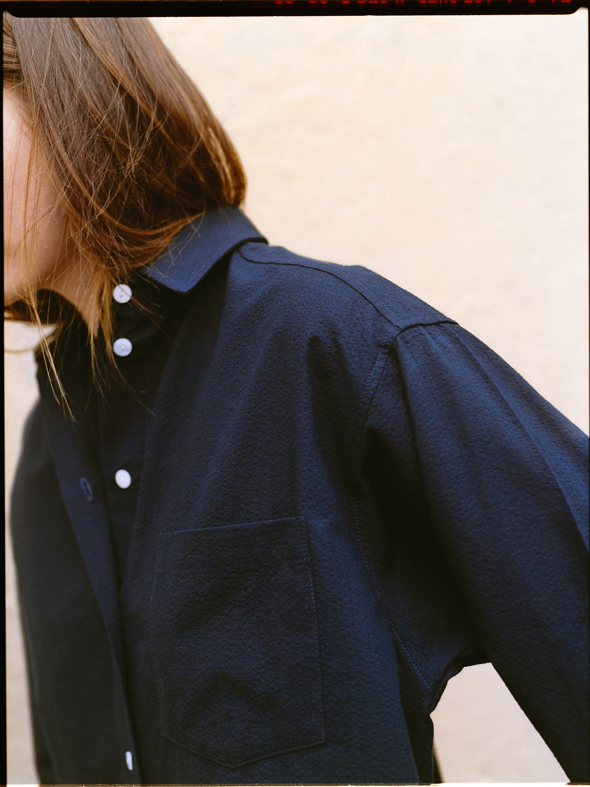 Artist Navy Seersucker Japanese Cotton Shirt