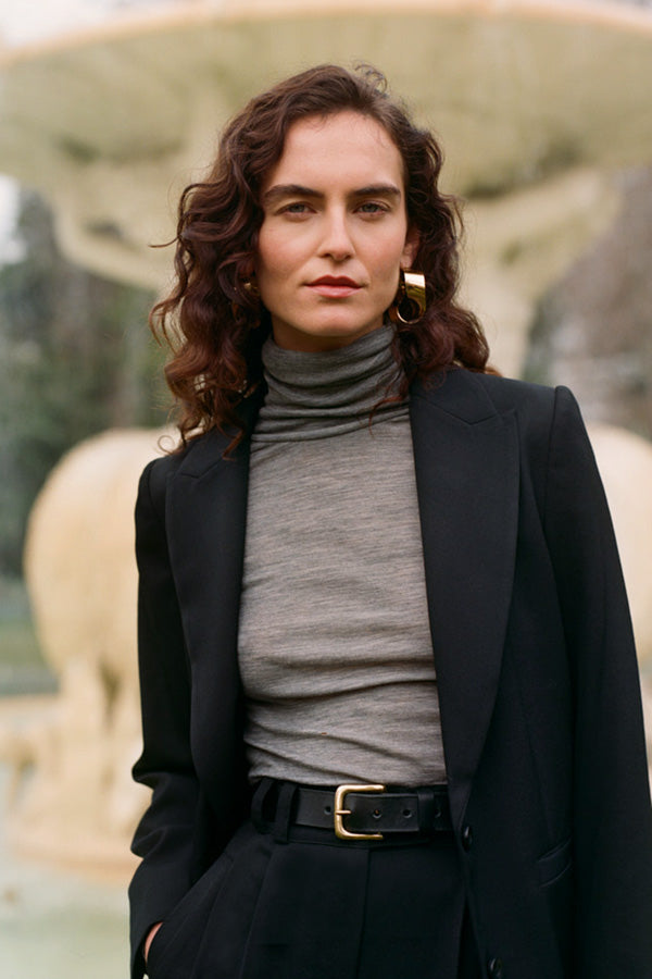Abby Brass Buckle Italian Leather Belt