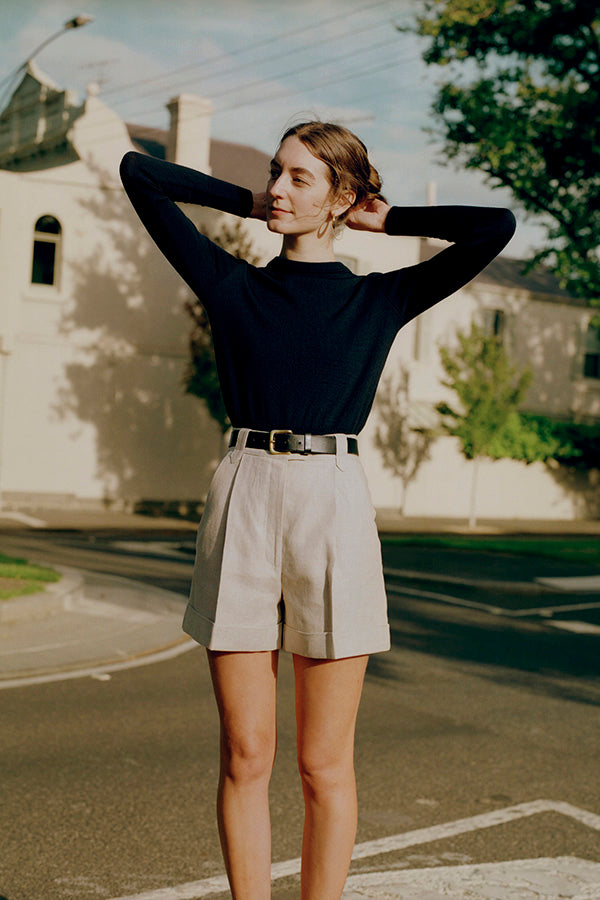 Abby Brass Buckle Italian Leather Belt