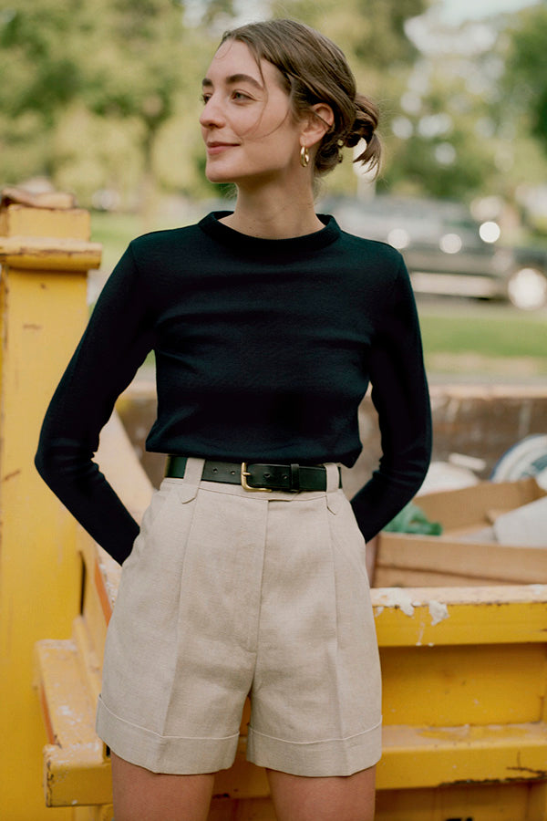 Abby Brass Buckle Italian Leather Belt