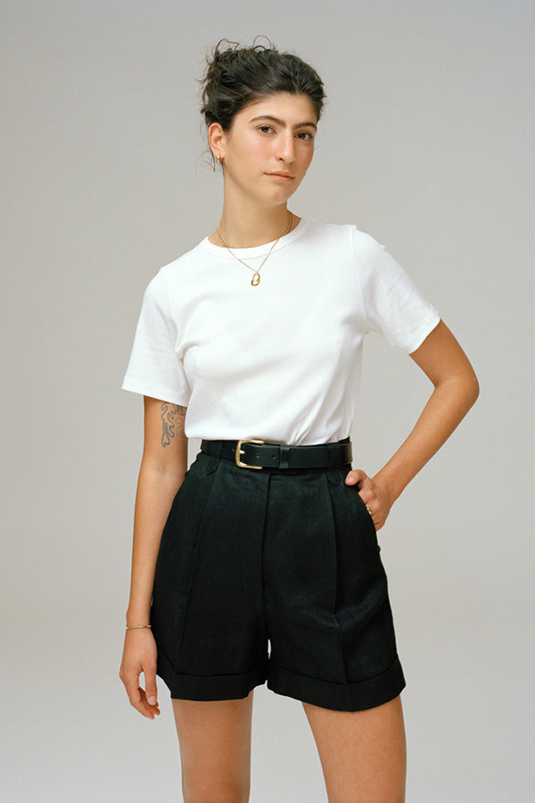 Ada Black Linen Shorts