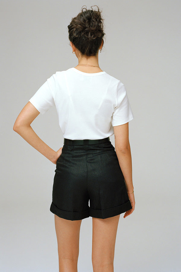 Ada Black Linen Shorts