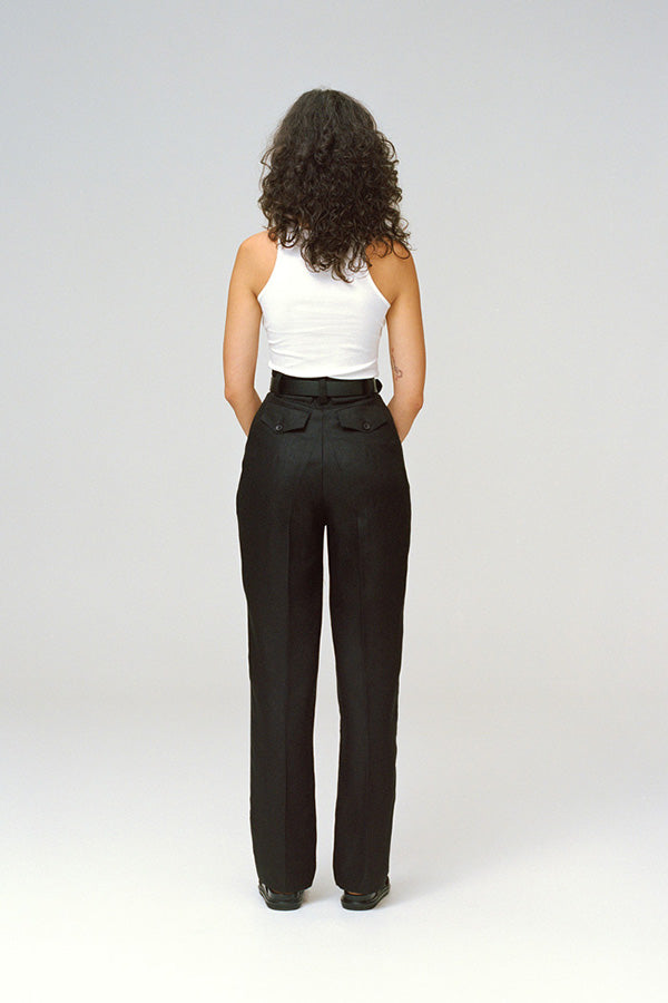 Yu Tailored Black Japanese Linen Pants